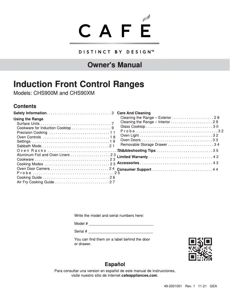 Página 1 del manual Manual de usuario GE Café CHS90XM2NS5