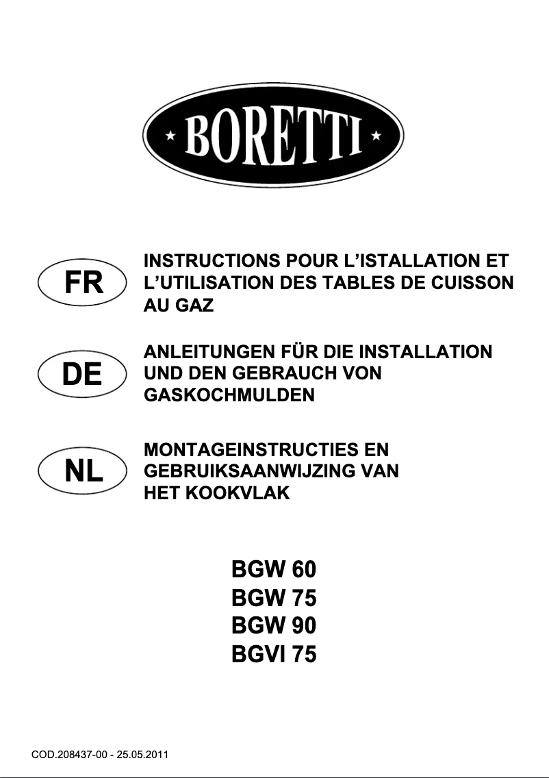 Page 1 de la notice Manuel utilisateur Boretti BGW 90
