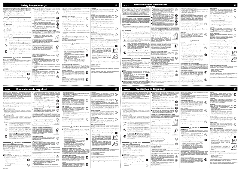 Page n°1 - Instructions de sécurité Casio PX-700