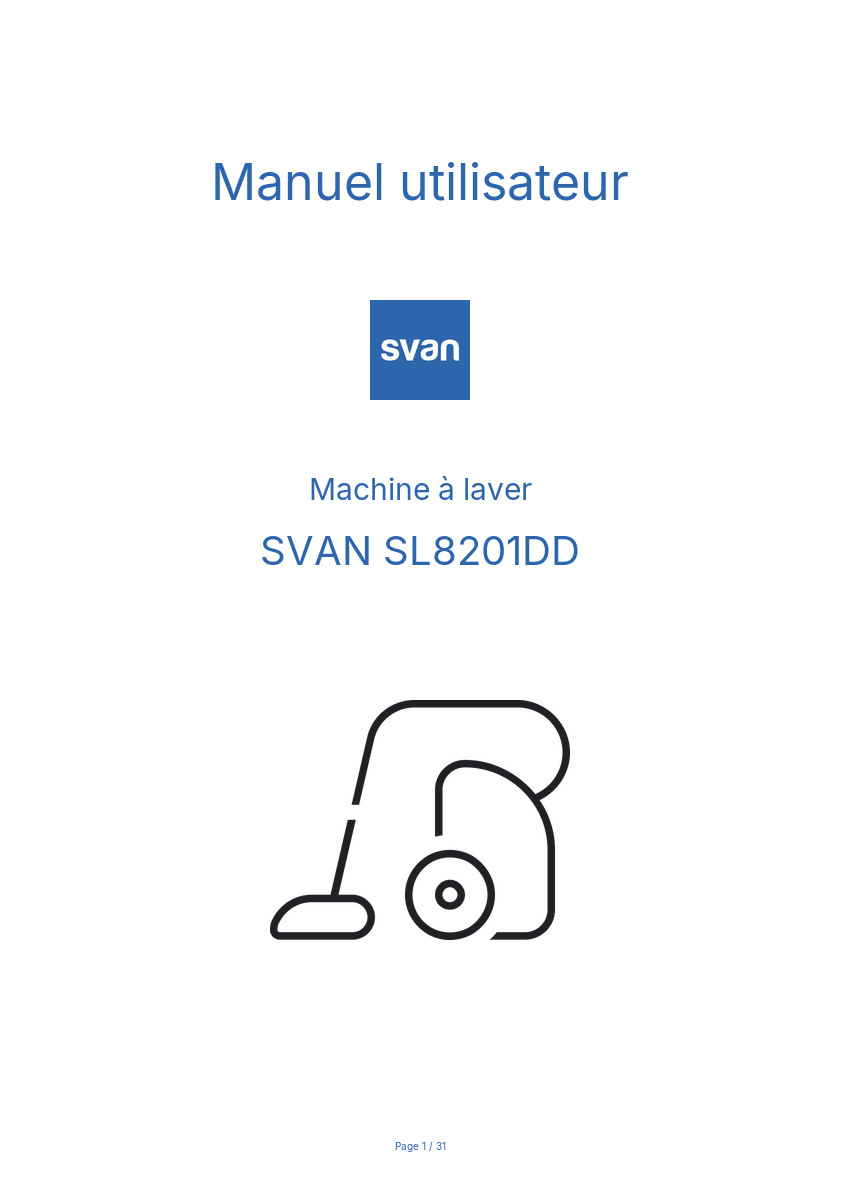 Page n°1 - Manuel utilisateur SVAN SL8201DD