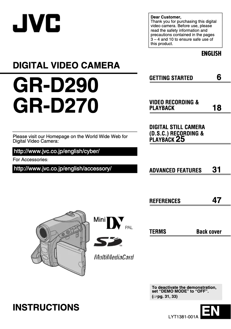 Page n°1 - Manuel utilisateur JVC GR-D290