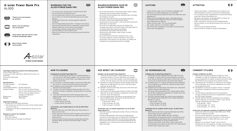 Imagen de la primera página del manual del dispositivo AL300
