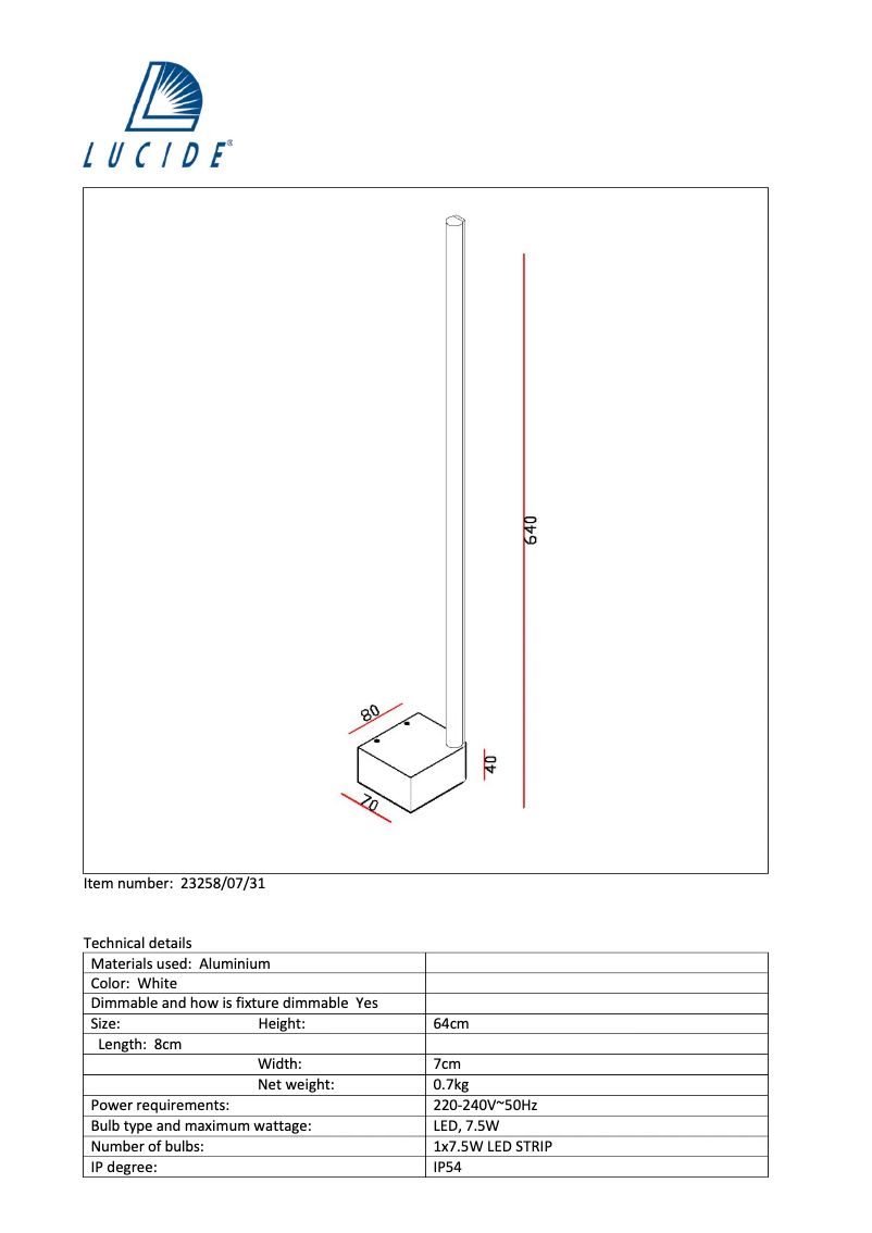 Image de la première page du manuel de l'appareil Sirius 23258/07/31