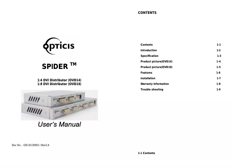 Page n°1 - Manuel utilisateur Opticis OVD14