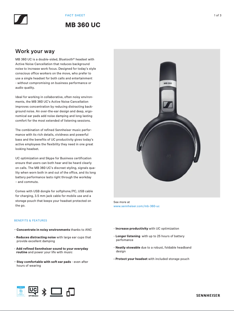 Page n°1 - Manuel utilisateur Sennheiser MB 360