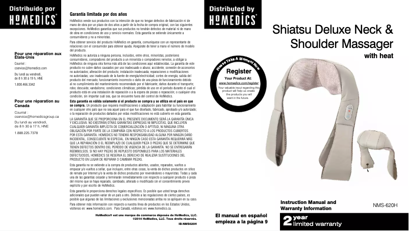 Page n°1 - Manuel utilisateur Homedics Shiatsu NMS-620H