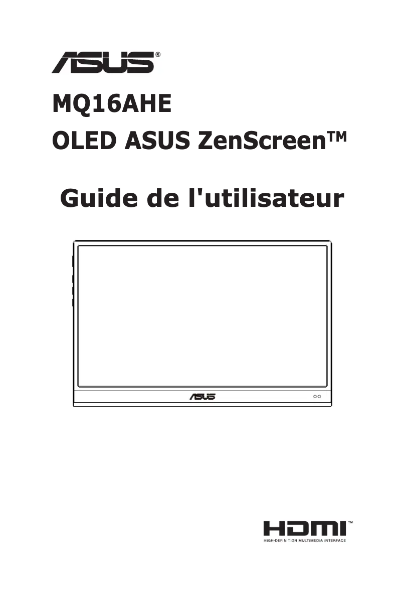 Page 1 de la notice Manuel utilisateur Asus ZenScreen OLED MQ16AH