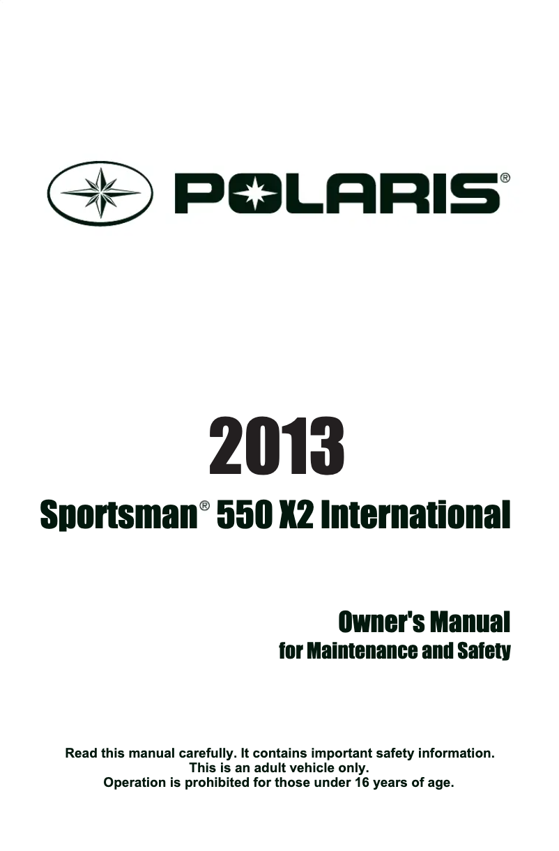Imagen de la primera página del manual del dispositivo Sportsman 550 X2 (2013)