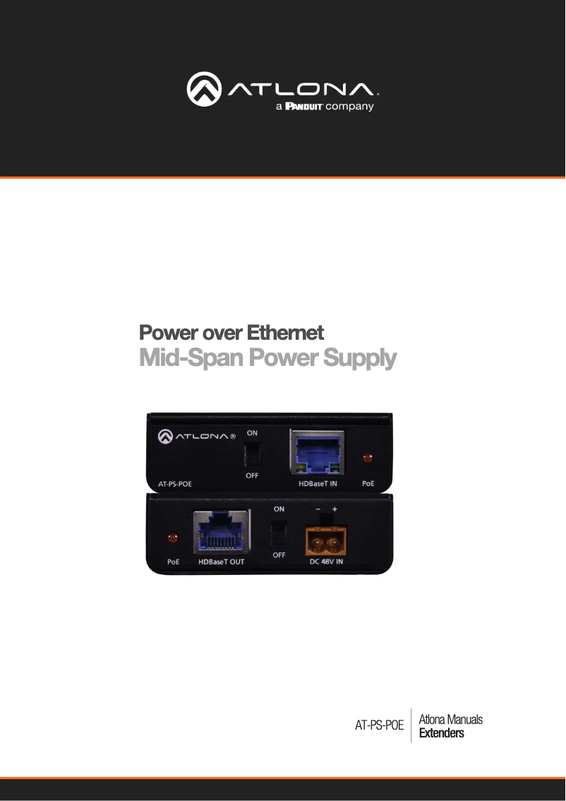 Page 1 de la notice Manuel utilisateur Atlona AT-PS-POE