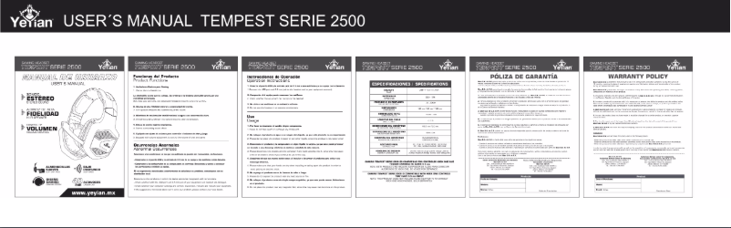 Page 1 de la notice Manuel utilisateur Yeyian Tempest 2500