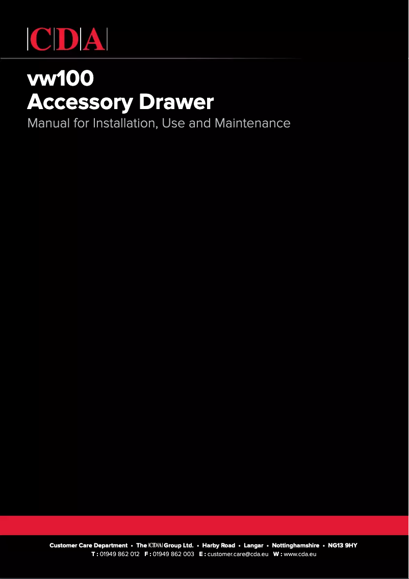Page 1 de la notice Manuel utilisateur CDA VW100