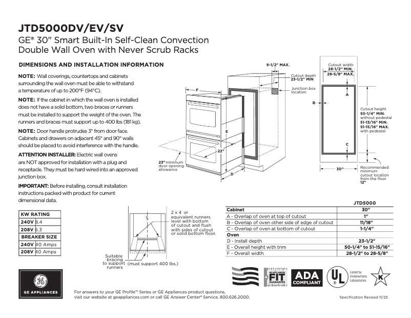 First page image of the manual for JTD5000SVSS