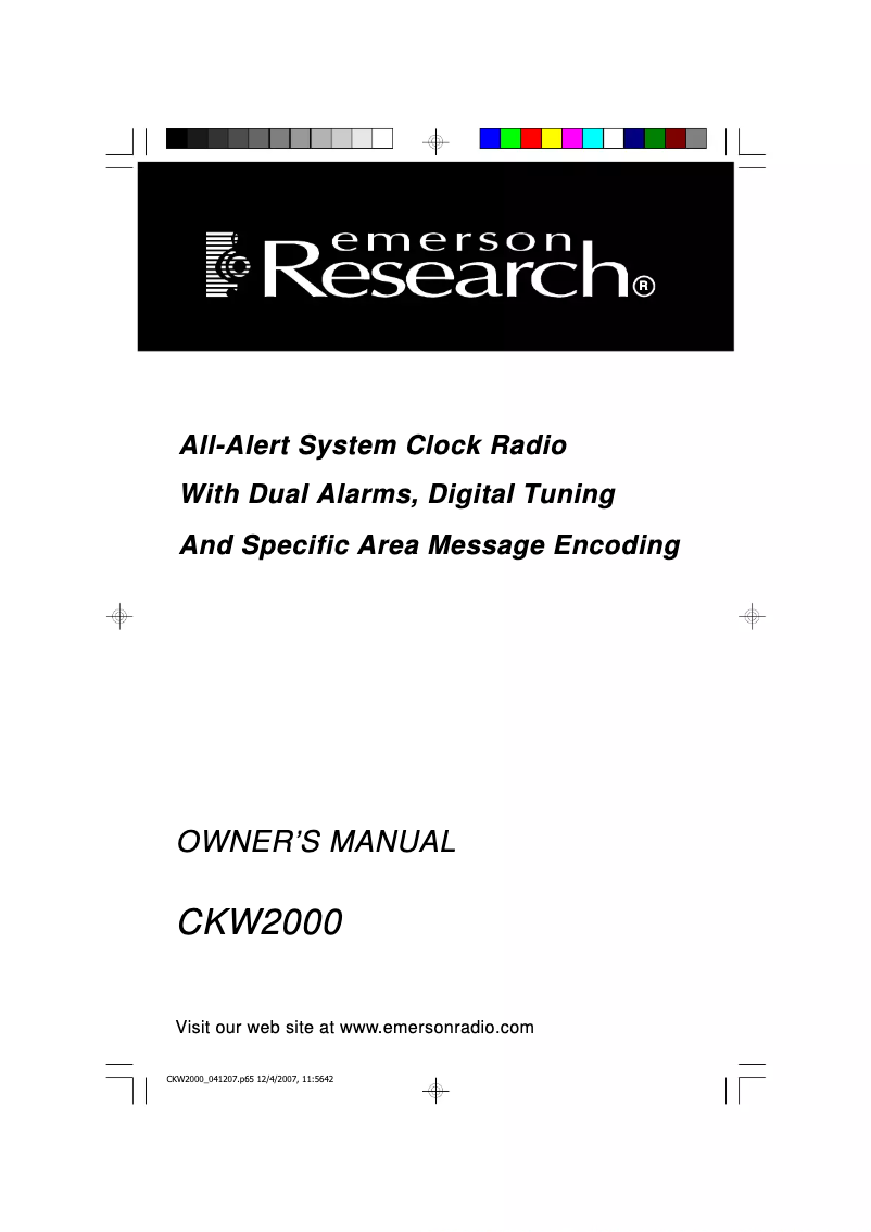 Image de la première page du manuel de l'appareil CKW2000