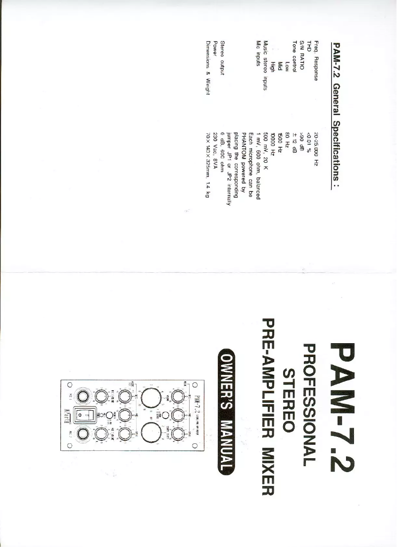 Image de la première page du manuel de l'appareil PAM7.2