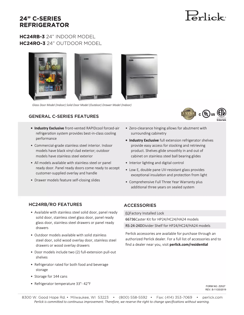 Image de la première page du manuel de l'appareil C-Series HC24RB-3-6