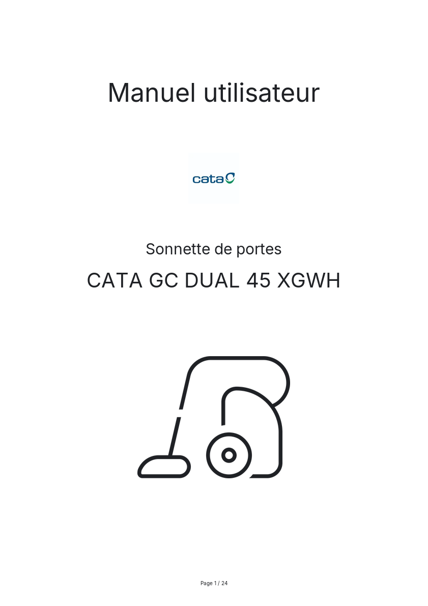 Page n°1 - Manuel utilisateur CATA GC DUAL 45 XGWH