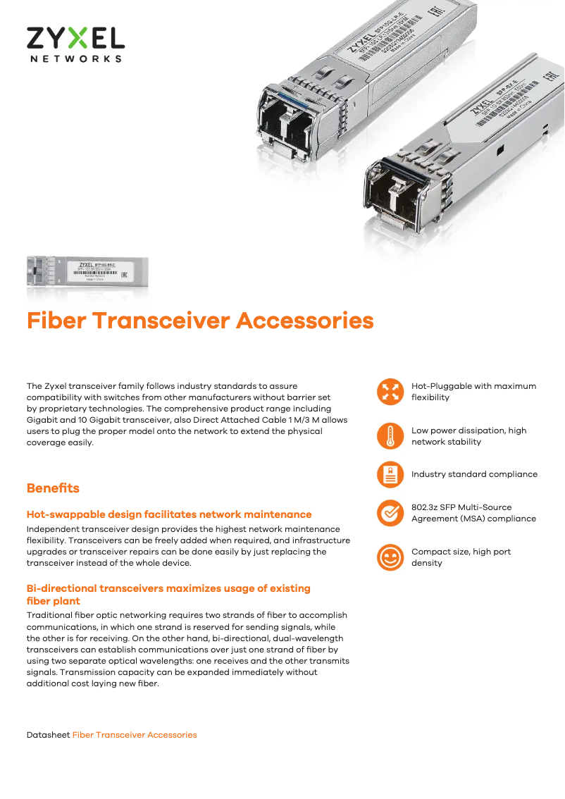 Page n°1 - Fiche technique ZyXEL SFP-1000T