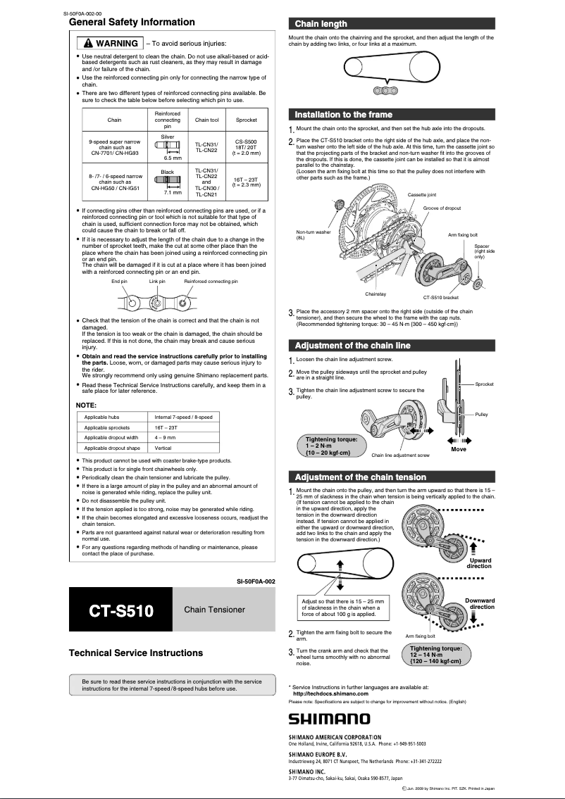 Page 1 de la notice Manuel utilisateur Shimano CT-S510