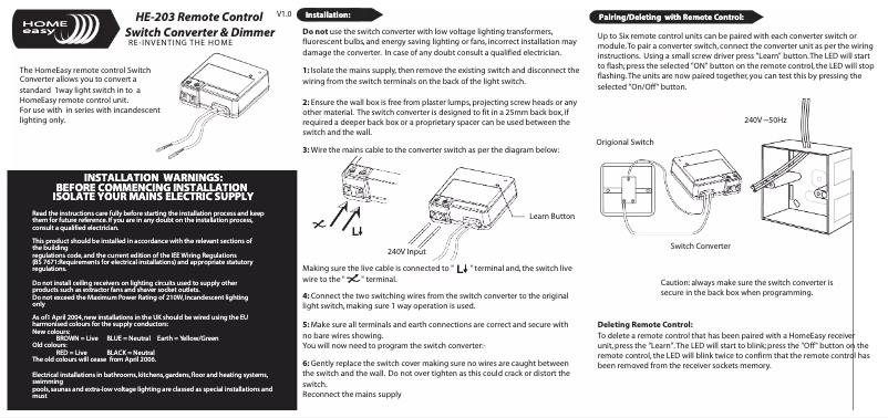 Image de la première page du manuel de l'appareil HE-203