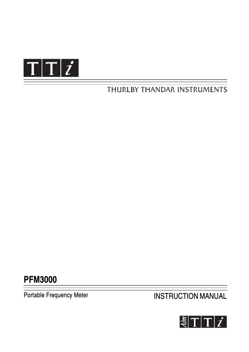 Image de la première page du manuel de l'appareil PFM3000