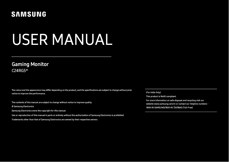 Page 1 de la notice Manuel utilisateur Samsung C24RG50FQE