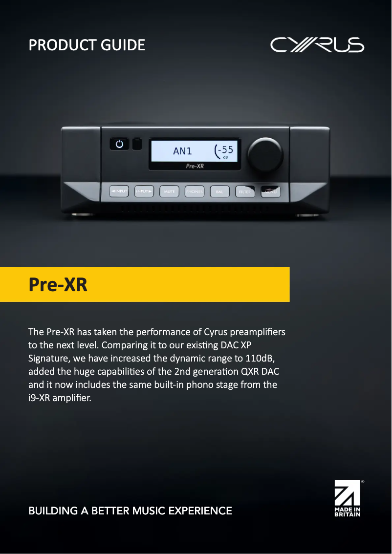 Imagen de la primera página del manual del dispositivo Pre-XR