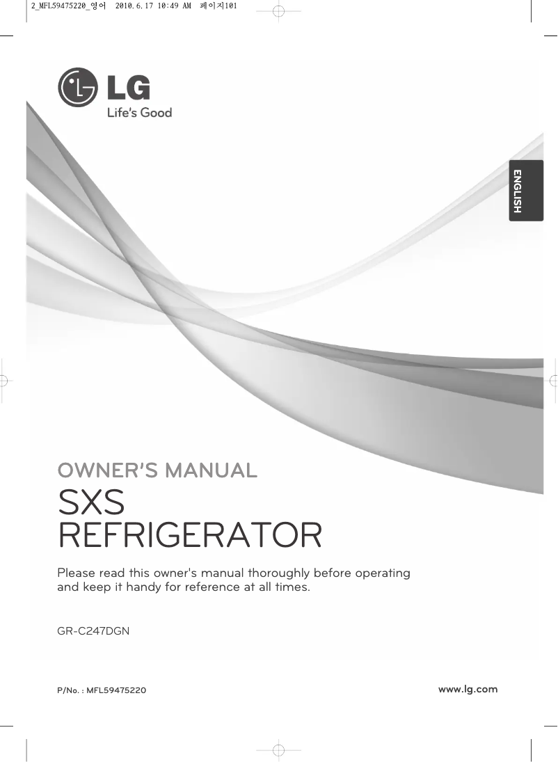 Page 1 de la notice Manuel utilisateur LG GR-C247DGN