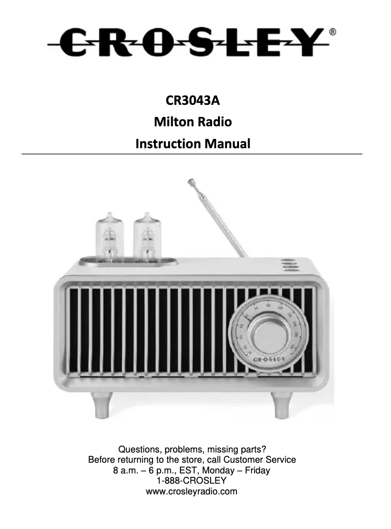 Page 1 de la notice Manuel utilisateur Crosley Milton CR3043A