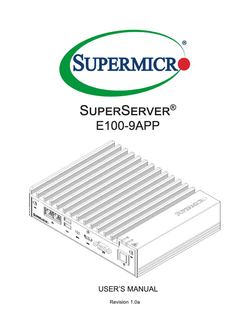 Page 1 of the manual User Manual Supermicro SuperServer E100-9APP