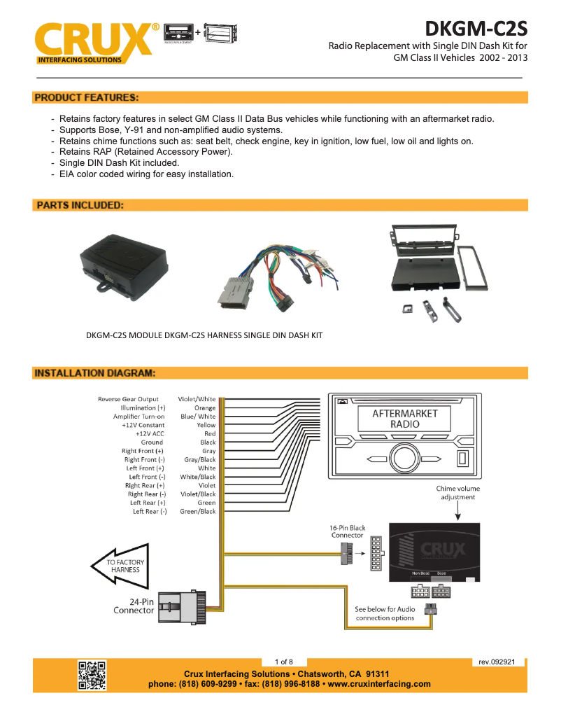 Page n°1 - Manuel utilisateur CRUX DKGM-C2S