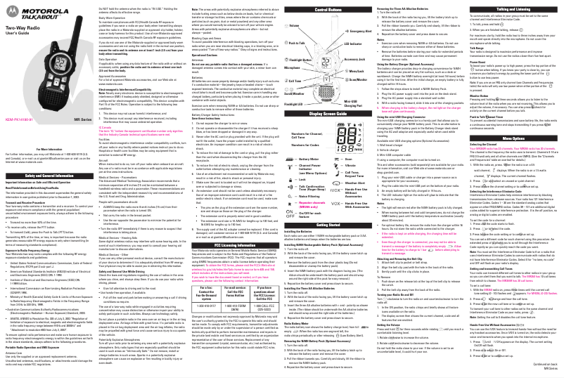 Page 1 de la notice Manuel utilisateur Motorola MR350RVP