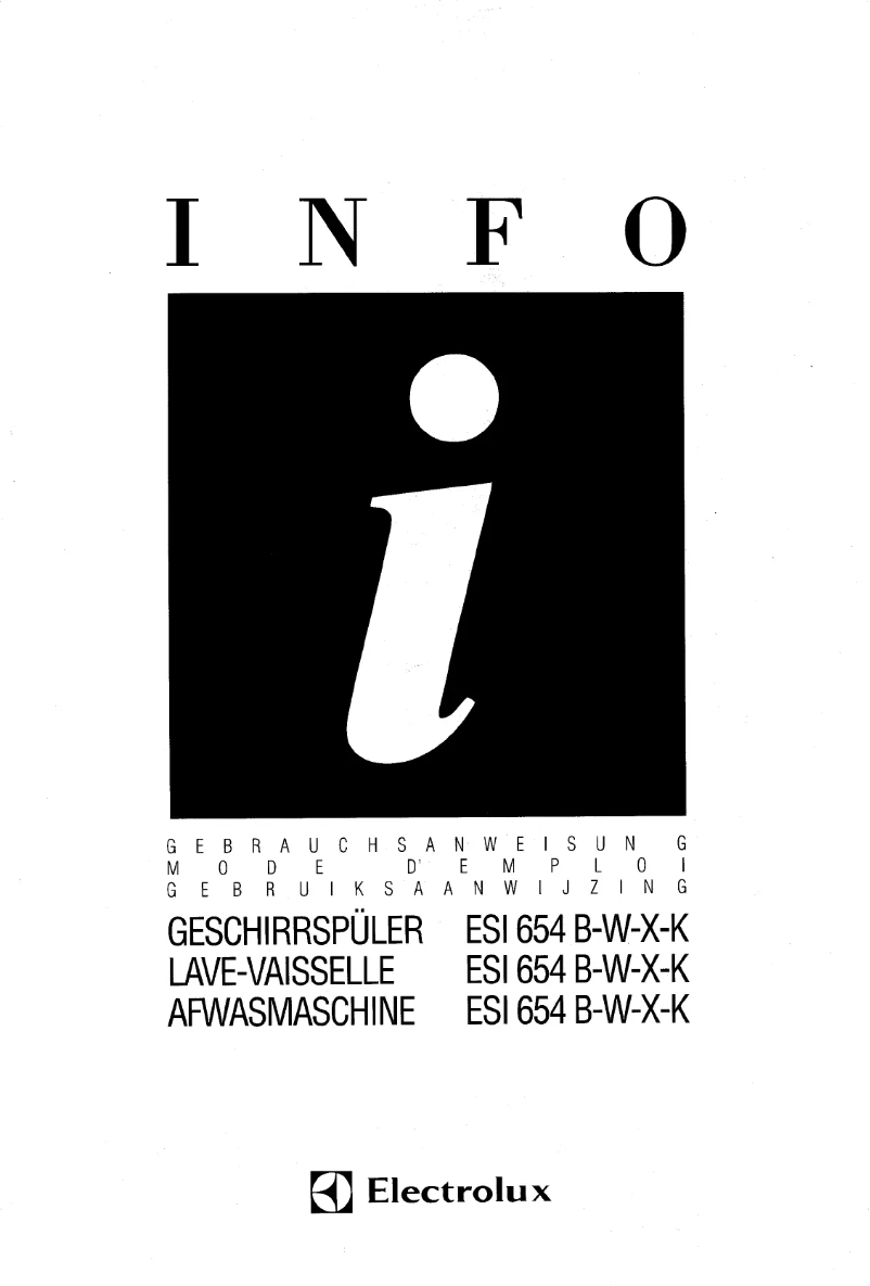 Page n°1 - Manuel utilisateur Electrolux ESI654