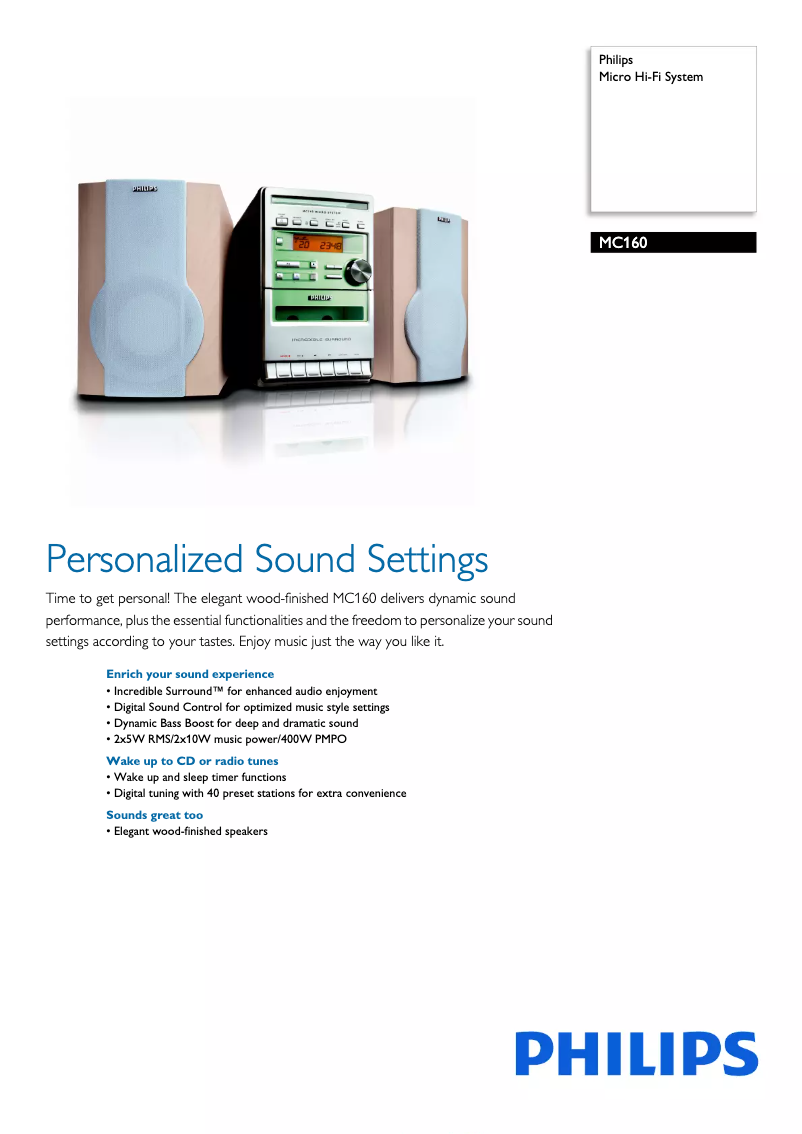 Page n°1 - Brochure Philips MC160
