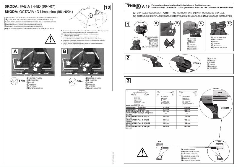 Page 1 de la notice Manuel utilisateur Twinny Load A 19