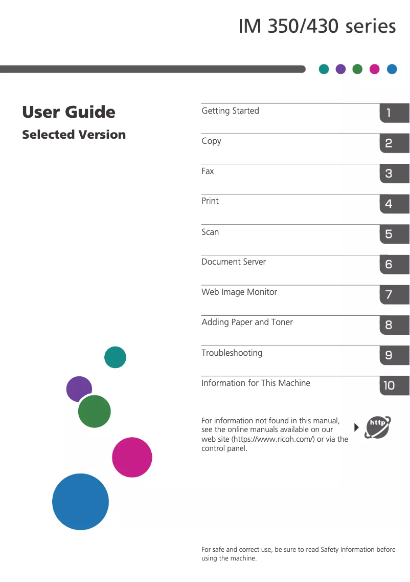 Image de la première page du manuel de l'appareil IM 430Fb