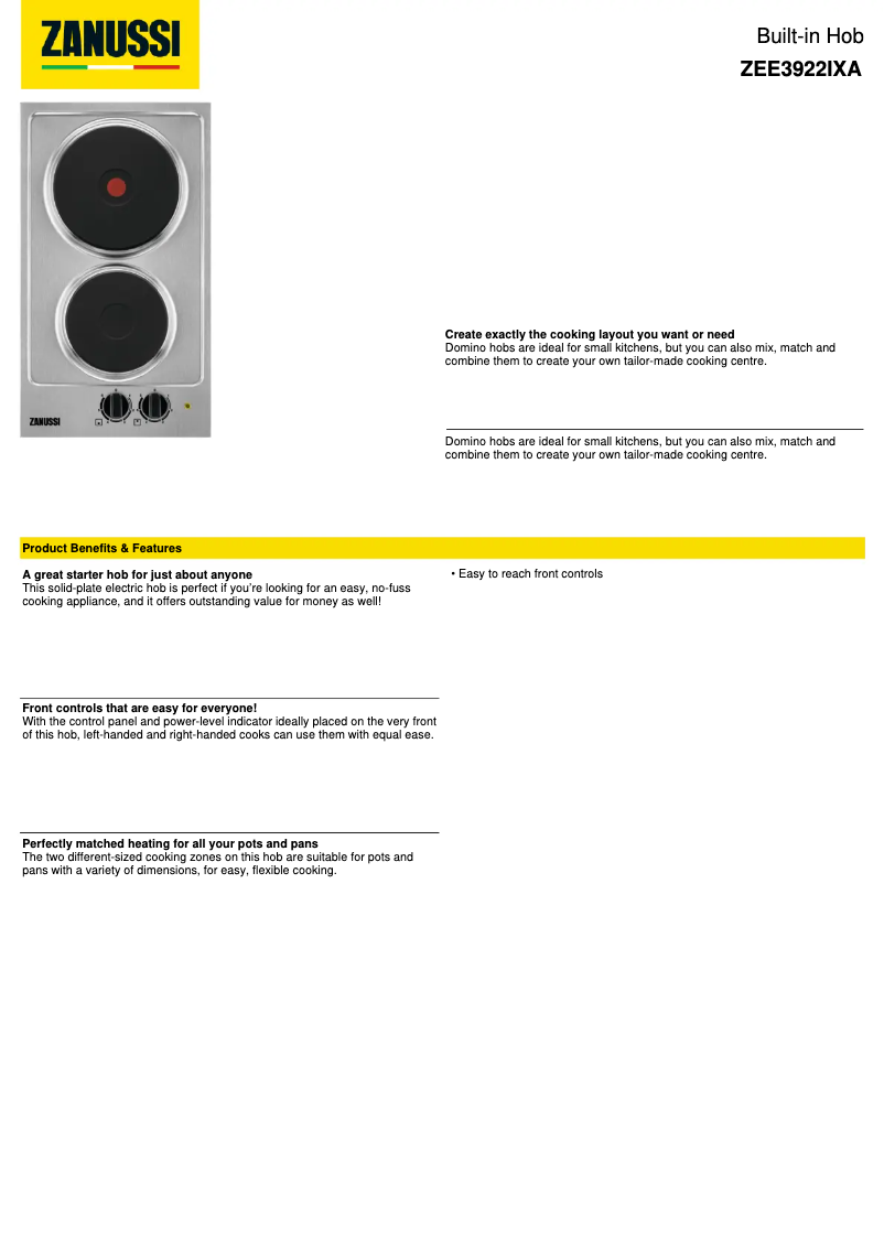 Image de la première page du manuel de l'appareil ZEE3922IXA