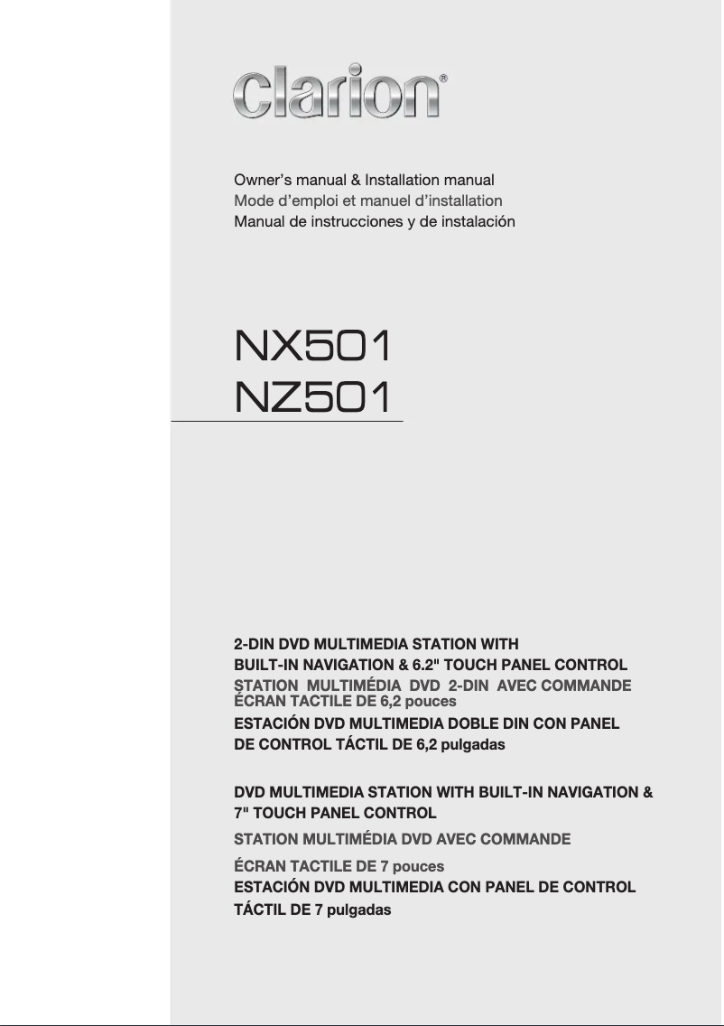 Page n°1 - Manuel utilisateur Clarion NZ501