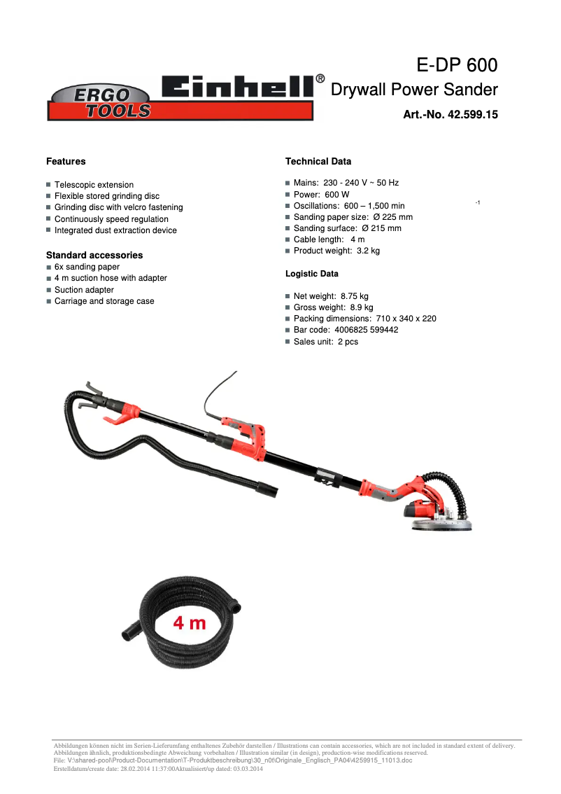 Image de la première page du manuel de l'appareil E-DP 600