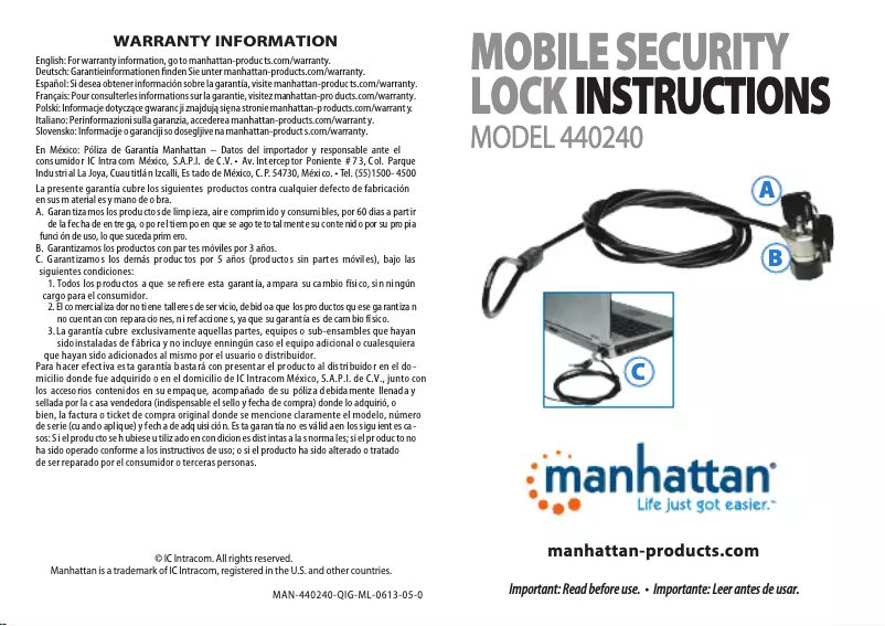 Image de la première page du manuel de l'appareil 440240