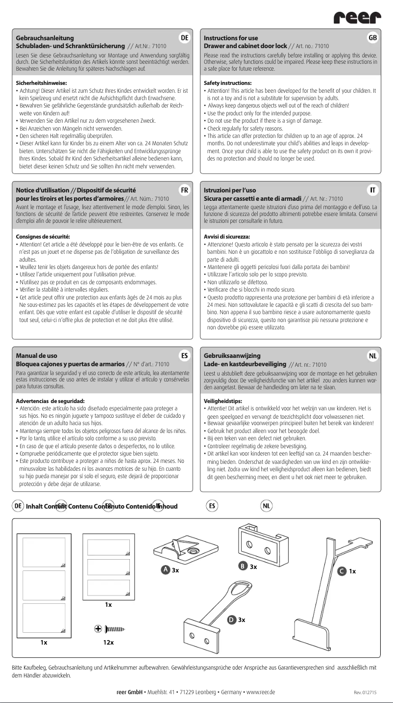 Página 1 del manual Manual de usuario Reer 71040
