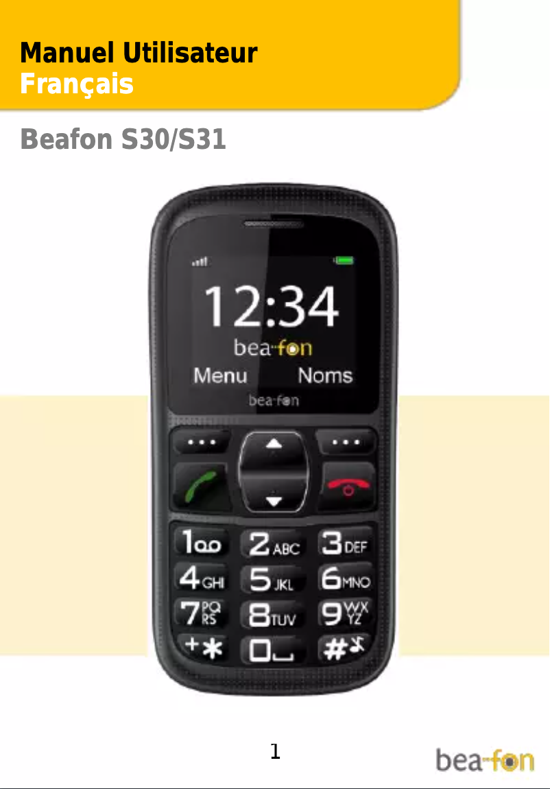 Page 1 de la notice Manuel utilisateur Bea-fon S31