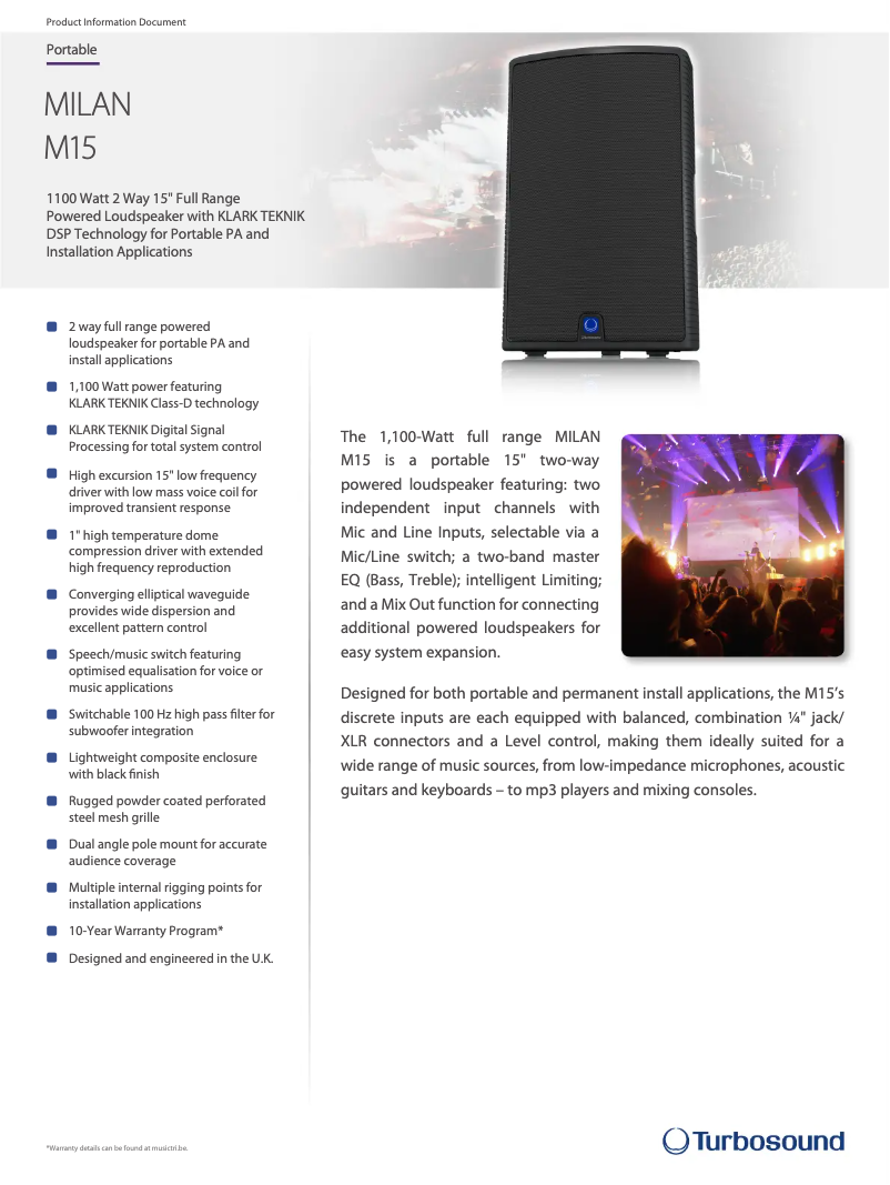 Page n°1 - Fiche technique Turbosound Milan M15