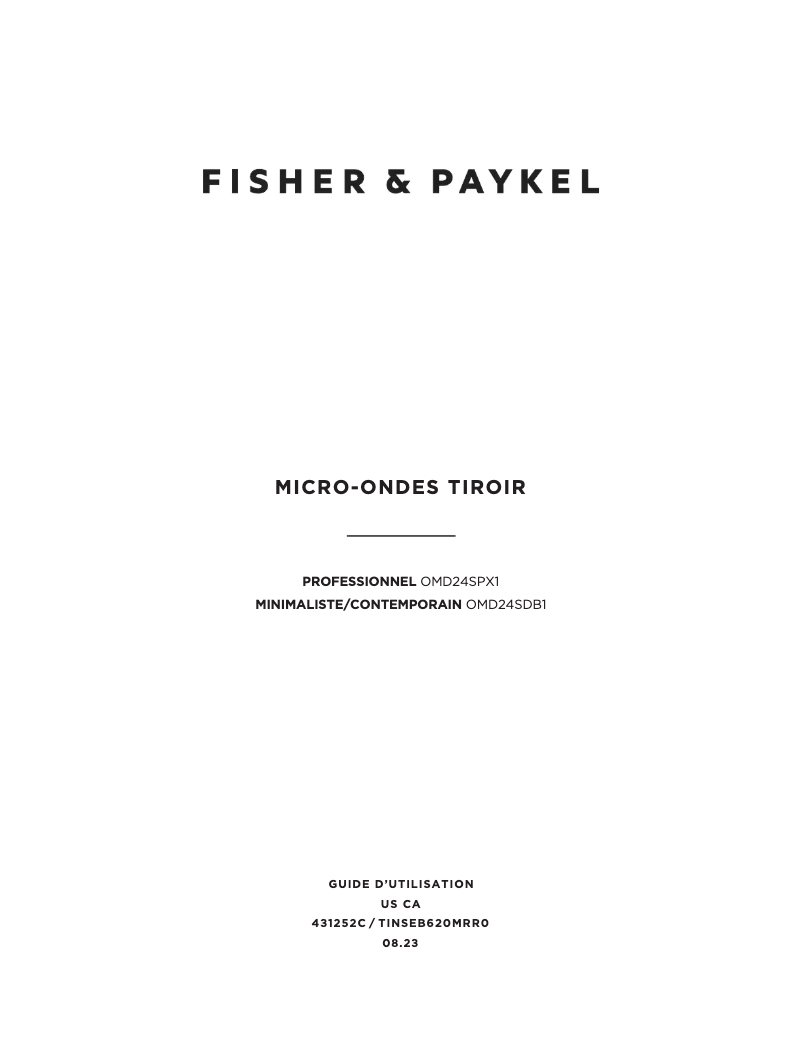 Page 1 de la notice Manuel utilisateur Fisher & Paykel OMD24SPX1