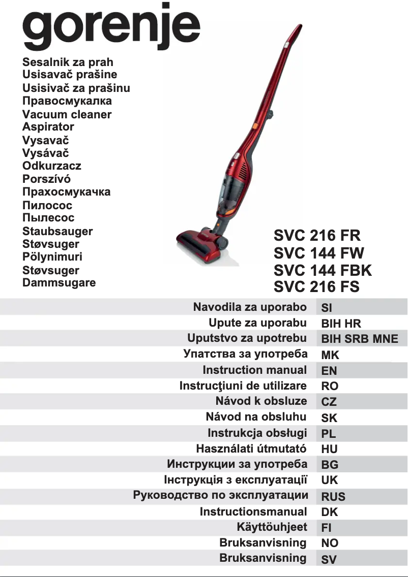 Page n°1 - Manuel utilisateur Gorenje SVC144FW