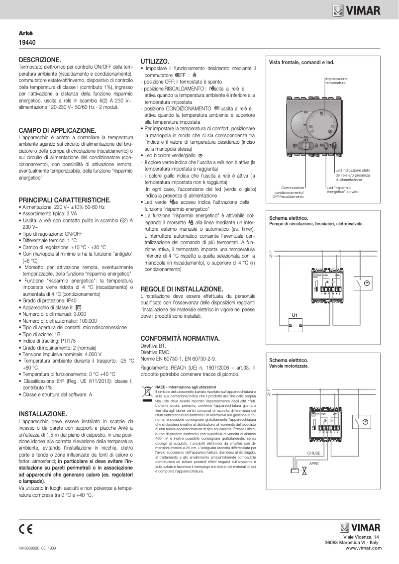 Page 1 de la notice Manuel utilisateur Vimar 19440.M