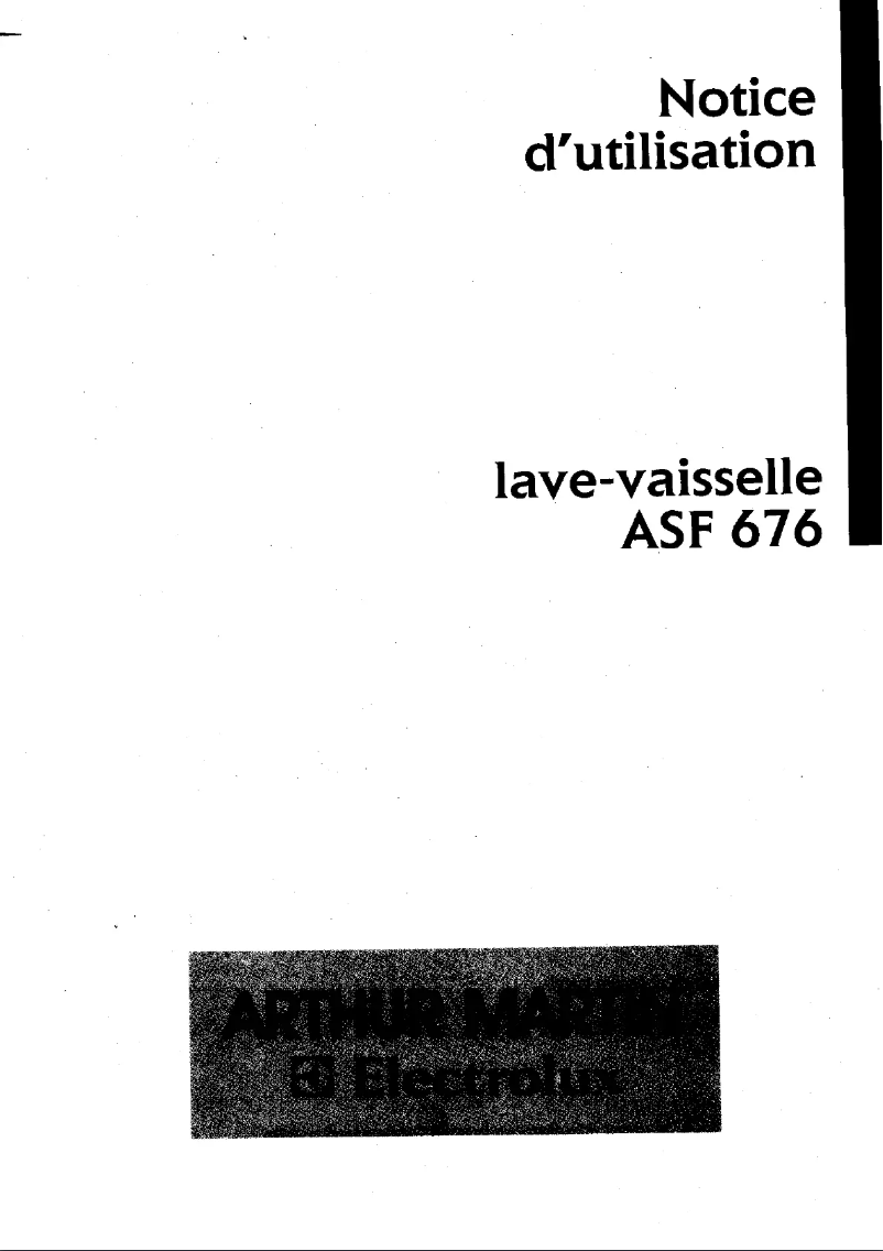 Page 1 de la notice Manuel utilisateur Arthur Martin-Electrolux ASF 676