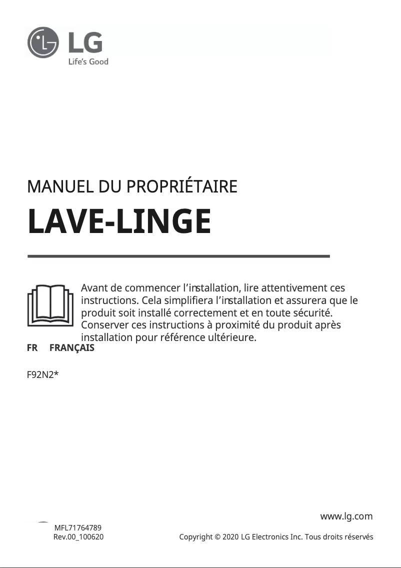 Page n°1 - Manuel utilisateur LG F92N23WH