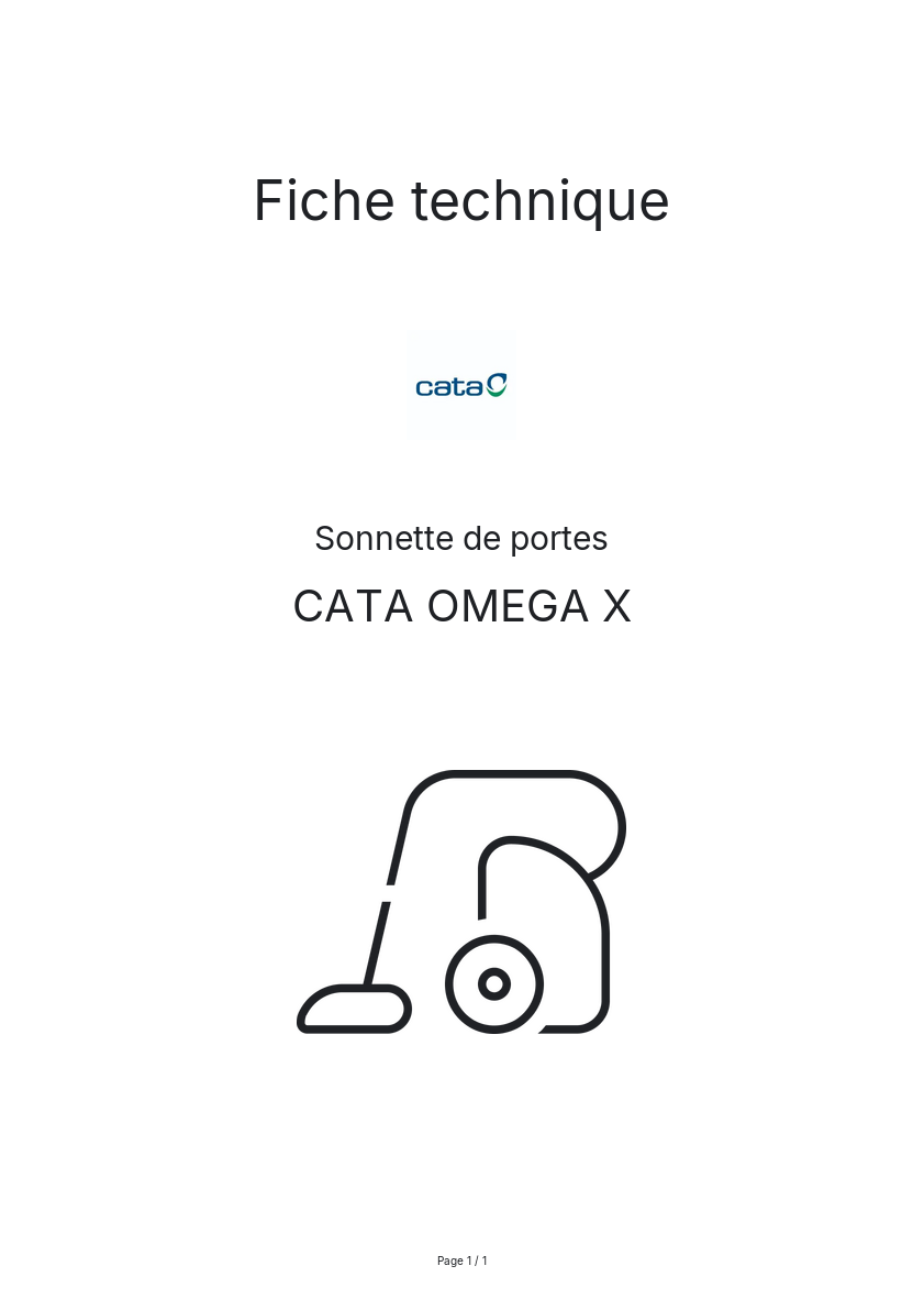 Page n°1 - Fiche technique CATA OMEGA X