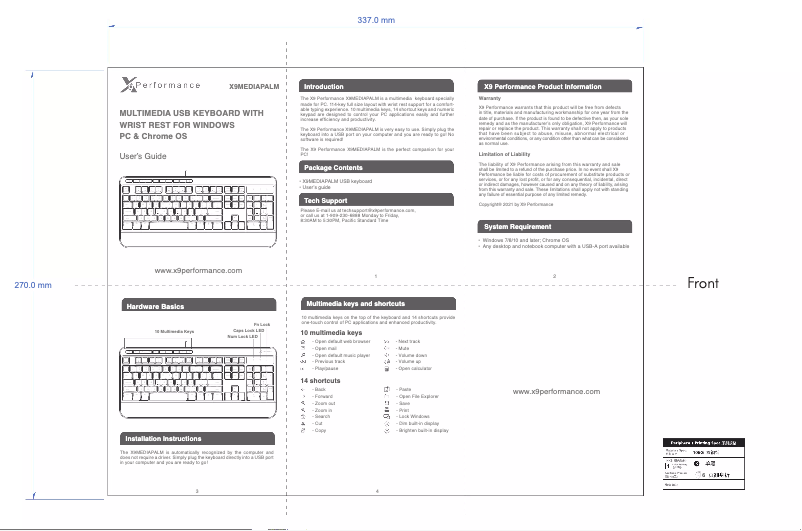 Página 1 del manual Manual de usuario X9 Performance X9RFMEDIAPALM