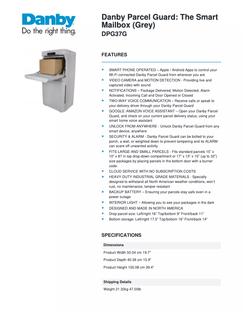 Image de la première page du manuel de l'appareil DPG37G